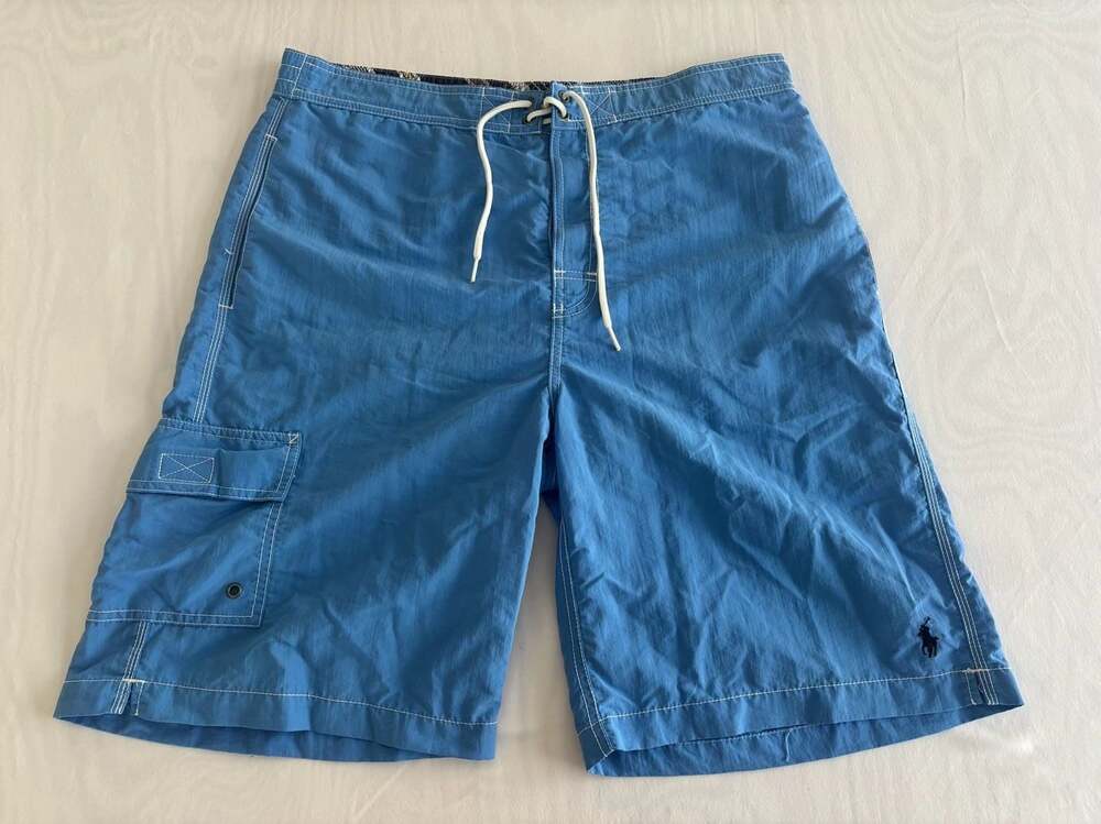 Polo By Ralph Lauren Blue Nylon Cargo Swim Trunks Size M